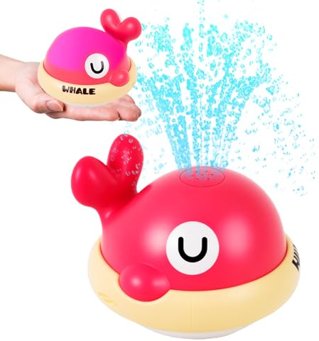 Baby Bath Toys for Baby Toddler Kids, Light Up Whale Sprinkler Water Pool Toys,Bathtub Pool Water Spraying Newborn Essentials,Infant Bath Toy for Toddler Boys Girls First Birthday Gifts (Pink)