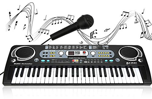 Generic Con Teclado para Micrófono de Piano, 54 Teclas Teclado Electrónico, para Niños Adultos