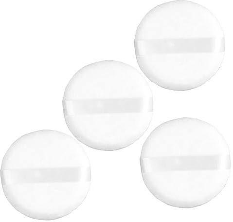 SAFIGLE 4piezas Puff De Peluche Grande Suave y Esponjoso Para Aplicar Polvos Corporales Borlas De Maquillaje Cinta Para Viajes y Diario