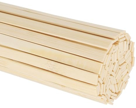 SEUICYNE 300 Stück Bambus Holzstäbe 40cm Länge, 9 mm Breite x 2mm Dicke, Bambus Holzstäbchen zum Basteln aus Naturholz, Natürliche Bambusstäbchen Bambusstäbe Bastelstäbchen für Bastelprojekte