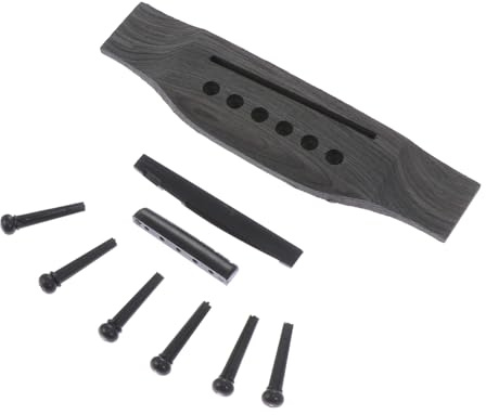 EXQUIMEUBLE Folk Gitarre Brückenset Aus Langlebigem Palisander Mit Sattel Stegstiften Und Sattelsatz Ersatzteil Für Akustikgitarren Klarer Klang Reparaturzubehör Für Gitarrenspieler