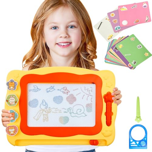 harupink Magnetische Maltafel Zaubertafel,33,5×23,5cm Magnettafel Kinder Zaubermaltafel mit 4 Form Stempel,15 Muster Vorlage und 2 Bürste,Geschenk für Kinder ab 2 3 4 5 6-12Jahre alt Junge Mädchen