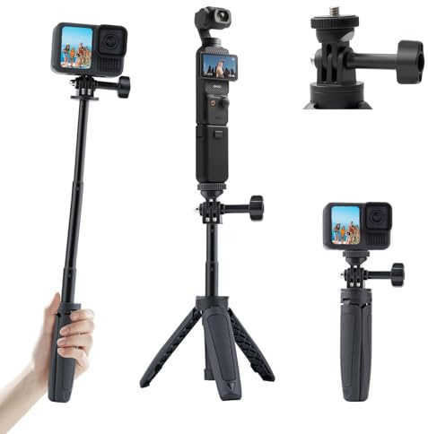Mini Tripod Selfie Stick for DJI Osmo Pocket 3,11/27cm Small Handheld Travel Selfie Stick with Quick Release 1/4'' Screw,Action Camera Tripod Stand for Action 5 Pro/4/3/2/1 GoPro Hero 13/12/11/10/9/8