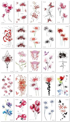Waterproof And Cute Spider Lily Temporary Tattoo Stickers For Collarbone 60 * 105mm