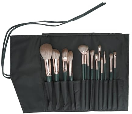 KIMISS 14 St Mjuk Syntetisk Sminkborste för Känslig Hud med PU-påse – Innehåller Concealers, ögonskuggor, Foundation och Puderborstar – Idealisk för Professionell Makeupapplikation