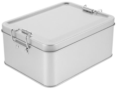 SUPVOX Boîte de Rangement en Fer-blanc Vintage pour Biscuits et Bonbons, Taille Moyenne 145x110x65mm, Boîte Métallique Couvercle Hermétique, pour Conservation des Gâteaux et Organisation