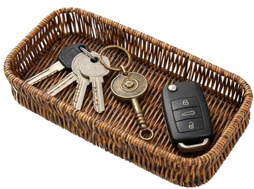 Key Bowl, Rattan Key Tray for Hallways, Keys Bowl for Home Organisation, 27 x 10 cm Storage Solution
