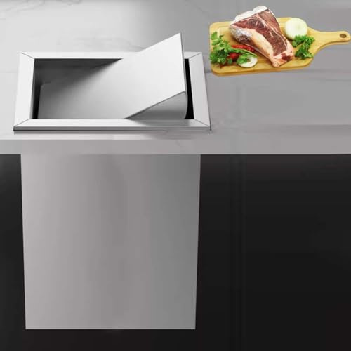 Artiz Scivolo Per Rifiuti Quadrato Da 15 L, Cestino Da Incasso Per Piano Di Lavoro Con Coperchio, Cestino Per Rifiuti A Incasso Per Cucine Di Ristoranti, Case E Hotel(Silver)