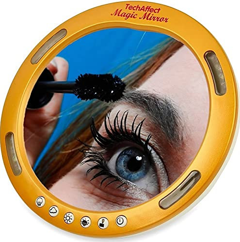 TechAffect Travel Magnifying Mirror with Light - Handbag Vanity Compact with LED Lamp for Makeup