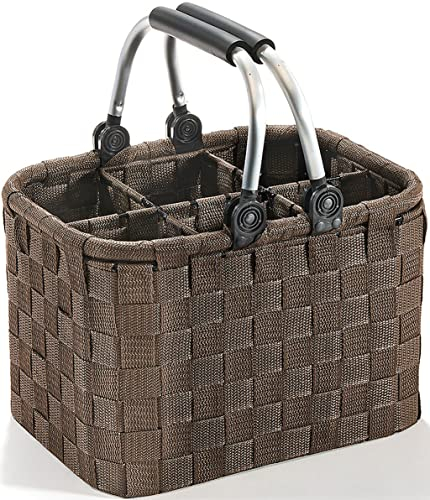 Kobolo Flaschenträger Flaschenkorb -Nylongeflecht- für 6 Flaschen - Brown