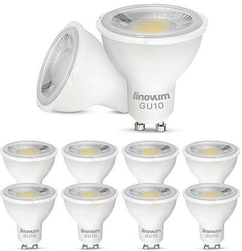 linovum 10er Set Leuchtmittel LED GU10 neutralweiß 6 Watt 42° Abstrahlwinkel - ersetzt 60 Watt - LED Lampe 230V Halogenersatz