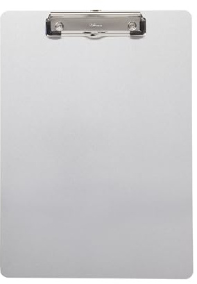 MAUL Klemmbrett A4 Aluminium silber Hochformat mit starker Bügelklemme | sicherer Halt für bis zu 80 Blatt, robustes Metall für unterwegs, praktische Aufhängeöse, blanko Oberfläche für Profi-Look