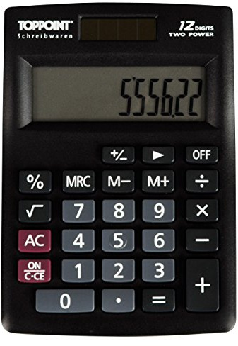Stylex 42860 - Taschenrecher Alpha mit Speicherfunktion, 12-stelliger LCD-Anzeige, Batterie- und Solarbetrieb