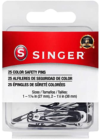 Singer Asst Black and White Professional Style Safety Pins, Multisize, 25-Count