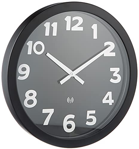 TFA Dostmann XL Funk-Wanduhr analog, 60.3506, mit Metallrahmen, groß, modern, gut ablesbar, schwarz