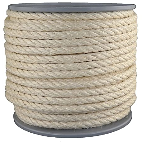 QianShouYan Corda in sisal, 10 mm, 50 m, marrone, senza olio, 4 fili, carico massimo di rottura: 600 kg, allungamento massimo: 12%, ideale per progetti artigianali e hobbistica