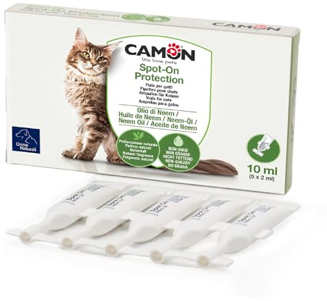 CAMON | Spot-On Protection Katze, 5 Ampullen à 2 ml mit Niemöl und Aminosäuren, natürlicher Schutz