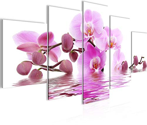 Runa Art Murali Da Parete Orchidea Fiori 5 Pezzi Quadro Tela Non Tessuta Decorazione Soggiorno Acqua Spa Rosa 200652a