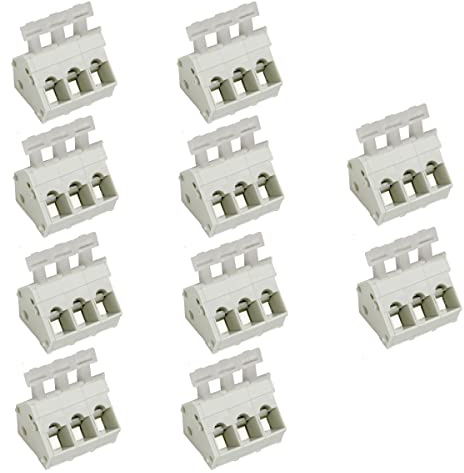 WITTKOWARE 10er-Pack AK3001/3KD-5.0 Zugfederkraft Leiterplatten-Anschlussklemmen, Raster 5mm, 24A/250V, 3-polig