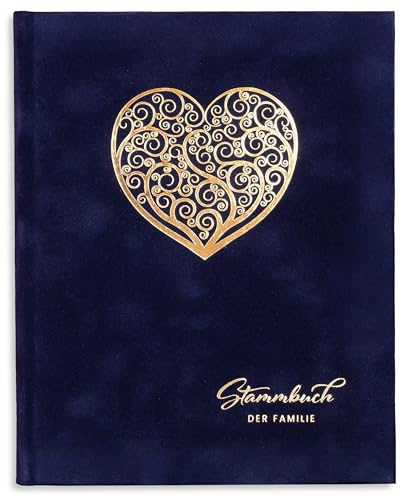 A5 Stammbuch Blau Sena für Hochzeit FÜR ALLE FORMATE (Klassik, A5, A4) Familienstammbuch incl. 3 Klarsichthüllen