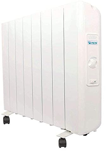 FARHO Radiateur électrique à inertie fluide 1330W | Eco R Ultra 08 Eléments | Analogique | Roues incluses | Basse Consommation | Garantie 20 ans