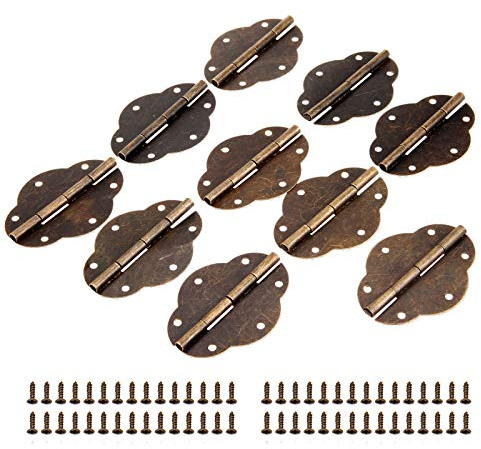 10 Stück Antike Scharniere Vintage Kistenscharniere Schranktür Scharniere Klappbar für Schranktür Holzkiste Schmuckkasten Werkzeugkasten 56 x 42 mm