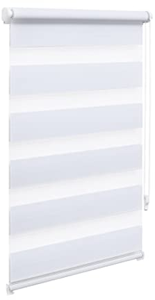 OBdeco Doppelrollo Duo Rollo Klemmfix ohne Bohren B95cm x H220cm(Stoffbreite 91 cm) Weiß für Fenster lichtdurchlässig und verdunkelnd