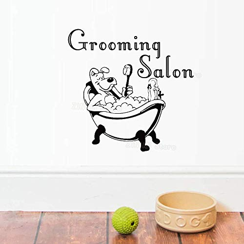 Funny Dog ​​and Bathtub Wall Decal Stickers for Decoration Salon Window Wall Decoration Vinyl Wall Stickers for Pet Shop Interior Decoration 56X59 Cm