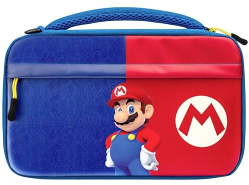 PDP Gaming Offiziell Lizenziert Switch Commuter Case - Mario - Semi-Hardshell PRotection - PRotective PU Leather - Holds 14 Games and Console - Works mit Switch OLED and Lite - Fine für Kids / Travel