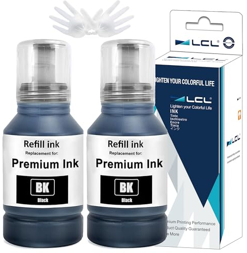 LCL Kompatibel für 102 Tinte Schwarz Tintenflasche Multipack für epson ET-2700 ET-2750 ET-2751 ET-2756 ET-2850 ET-2851 ET-2856 ET-3700 ET-3750 ET-3850 ET-4750 ET-4850 ET-4856 (2Pack)