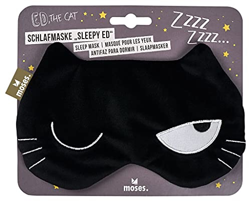 moses Ed, the Cat Schlafmaske Sleepy Ed – Kuschelweiche Schlafmaske aus Jersey, Mit breitem und elastischem Band