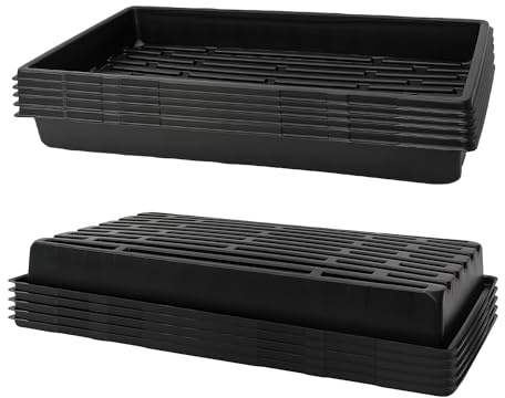 RooTrimmer Kunststoff Anzuchtschalen ohne Bodenlöcher, Pflanzschale, Anzuchttöpfe Pflanzwanne, 54.8 x 28.4cm Saatzucht Trays Pflanzenkeimung Ideal für Pflanzen, Anzuchten, Garten, 10 Stück, Schwarz