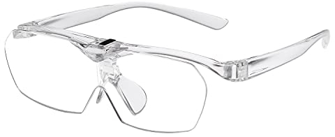 OKH Lupenbrille, 160% Vergrößerung Freihand Lupenbrillen, Vergrößerungsbrille mit aufklappbarem Augenlinsen für Arbeiten im Nahbereich, Handwerk, Juwelier, Lesen, Malen (Weiß)