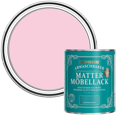 Rust-Oleum rosa Möbelfarbe mit Matt-Finish, geruchsarm und wasserbasiert für Innenholz - Süßer Traum 750ML