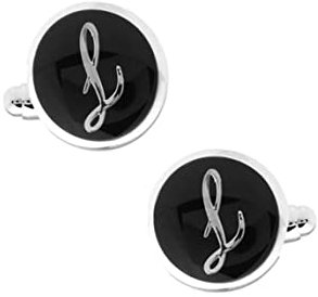 Stfery Manschettenknöpfe Buchstaben Schwarz, Manschettenknöpfe Hochzeit Best Man Kupfer Cufflinks Buchstabe L Schmuck Geschenk