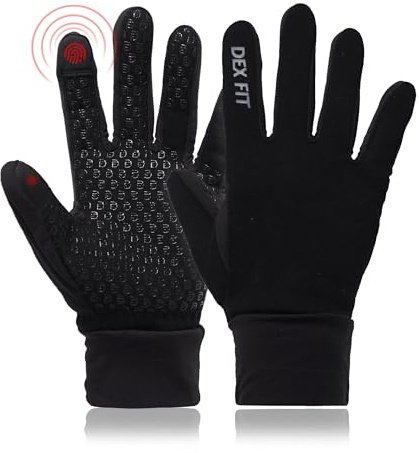 DEX FIT LG201 │ Guanti invernali caldi, ideali per la corsa, escursionismo, ciclismo all'aperto quando fa freddo; fodera termica in pile; compatibili con touchscreen; presa in silicone
