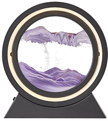 kyaoayo Sandbild Zum Drehen mit LED Nachtlicht,10'' Dynamisch 3D Sandbilder Drehen,Tiefsee in Bewegung Display Fließender Sand Rahmen für Büro Desktop-Kunst (Lila)