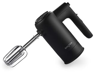 Salter Kuro Hand Mixer – Electric Baking Whisk, Dough Hook and Beater Attachments, 5 Speeds Settings with Turbo Function, Eject Function to Change Attachments, Easy-Store, Compact, Bread/Cakes, 300W