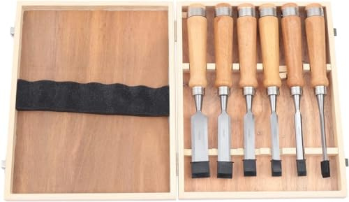 6 Pezzi Set di Utensili for Scalpello for Legno Kit di Scalpello for Legno Strumenti for Intaglio del Legno Scalpello for Legno in Acciaio al Cromo Vanadio for Artigiano di Falegnameria con Custodia i