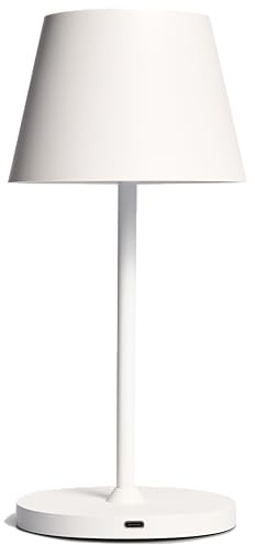 ROLF KERN LED Tischlampe | CLUB 25cm | Aufladbarer Akku Tischleuchte ohne Kabel, dimmbar per Touch, IP54 für Innen und Außen geeignet 2700K Licht warmweiß, USB Ladekabel, weiß