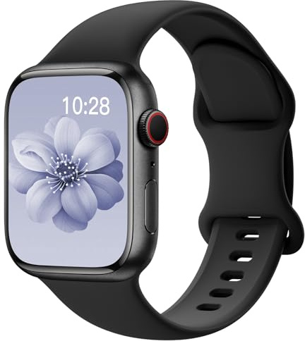 Yoohoo Silicone Band Compatible with Apple Watch Straps 38mm 40mm 41mm 42mm | Sport Strap for Women Men, Soft and Breathable, Replacement Bands for iWatch Series 11 10 9 8 7 6 5 4 3 2 1 SE Ultra,Black