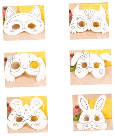 KICHOUSE Masken für Jungen und Mädchen Party Stück Tiermasken Papierbastelmasken Handgefertigte -Kunst Dekorieren Farbe Glitzer Edelsteine ​​Hund Eule Biene Elefant Kaninchen Zufälliger Stil