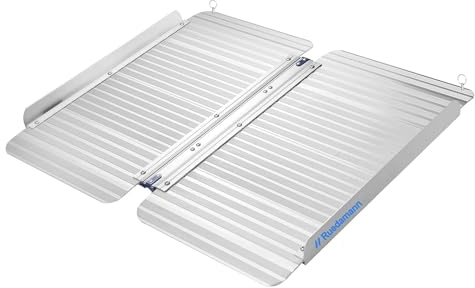 Stufen-Steigungsstreifen Klappbare Schwellenrampe aus Aluminium, 600 Pfund Tragkraft, rutschfeste Unterlage, Gurtbandgriff für Rollstühle, Stufen, Treppen, Bordsteine, Türen
