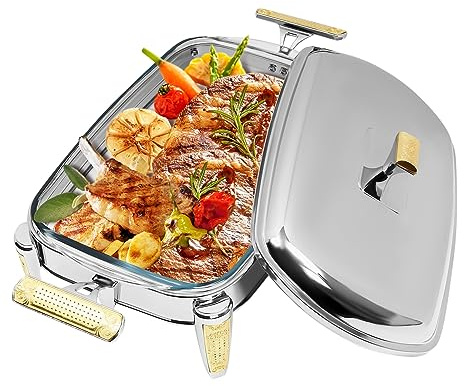 wanwanper Chafing Dish, 2,2 l matvärmare, varmhållningsbehållare med lock, buffévärmare, värmebehållare för mat, matvärmare för buffé, catering, fest, hushåll (ett stycke fack)