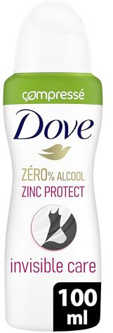 DOVE - Déodorant Femme Invisible Care Zinc Protect - Spray Compressé - 0% Alcool - 72h de protection anti-odeurs(lot de 6x100ml)