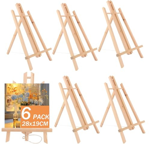 ASelected Set med 6 trästaffli 30 cm, vikbart och miniformat för visning av oljemålningar, akvareller, ramar och fotografier
