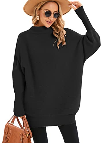 Famulily Funnel Neck Jumpers for Women Long Sleeve Slouchy Pullover Tops 2024 Oversized Fall Winter Sweaters
