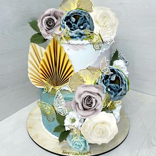 Boho Kuchen Topper Blume Kuchen Dekorationen Blau Kuchen Dekorationen | Boho Kuchen Topper Blume Kuchen Dekorationen Blau Kuchen Dekorationen Palmenblätter Schmetterling für Hochzeit BabyDusche