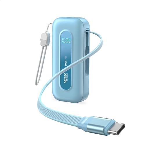 Selore&S-Global Power Bank, 10000mAh 30w Powerbank USB C, Externe Handyakkus mit einziehbares Kabel, Akkupack Kompatibel mit iPhone 17 16 15 14 13 Samsung Galaxy MacBook Air iPad Pro Tablet Drohne
