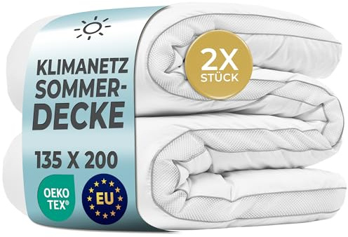 LILENO HOME Sommerdecke 135x200 cm [2er Set] mit CoolComfort Klimanetz | extra weiche Bettdecke 135x200 cm - perfekt als leichte Sommer Decke - waschbar bis 95°C